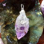 Natural Amethyst Point Silver Wire Wrapped Pendant 02